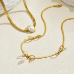 Bow Pearl Pendant Necklace - Image 3