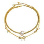 Bow Pearl Pendant Necklace - Image 2