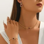 Geometric Necklace and Earring Set