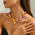 Geometric Resin Heart Necklace