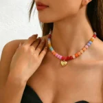 Geometric Resin Heart Necklace - Image 3