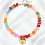 Geometric Resin Heart Necklace - Image 4
