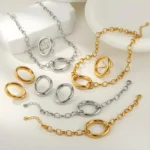 Geometric Hollow Stainless Steel Necklace - Image 3