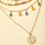 Geometric Disc Tassel Choker Necklace - Image 5