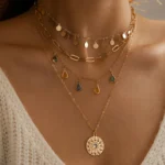 Geometric Disc Tassel Choker Necklace