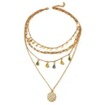 Geometric Disc Tassel Choker Necklace - Image 6