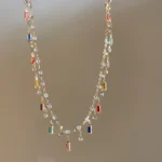 Colorful Crystal Tassel Necklace - Image 3
