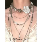 Multi-Layer Beaded Floral Necklace - Image 3