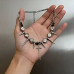 Studded Beaded Choker Necklace - Image 3