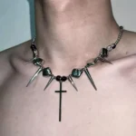 Studded Beaded Choker Necklace - Image 6