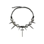 Studded Beaded Choker Necklace - Image 7