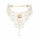 Gothic Lace Pearl Necklace - Image 2