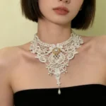 Gothic Lace Pearl Necklace
