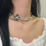 Bamboo-Style Pearl Necklace - Image 3