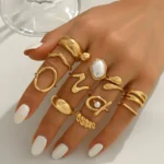 Pearl Geometric Ring Set - Image 5