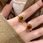 Sunflower Tiger Eye Stone Ring - Image 2