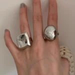 Glossy Geometric Square Metal Ring
