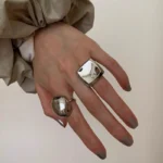 Glossy Geometric Square Metal Ring - Image 6